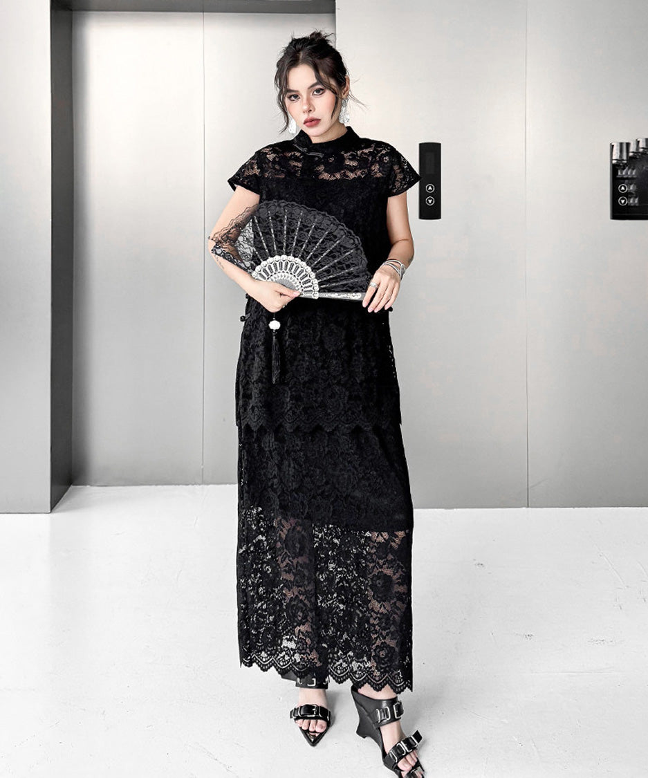 Bloom Collar Top＆Skirt Co-ord