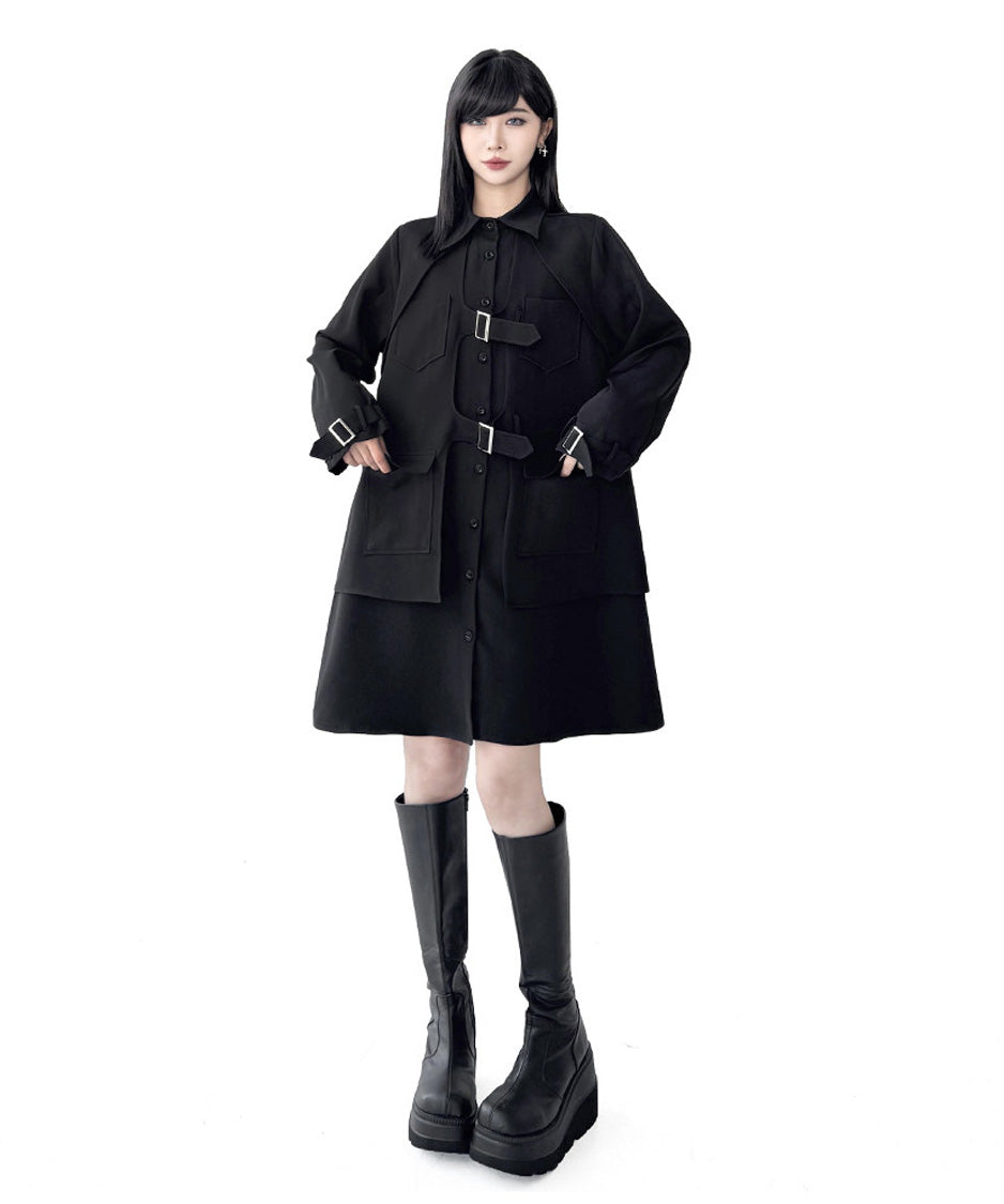 Buckle Layer Shirt Dress