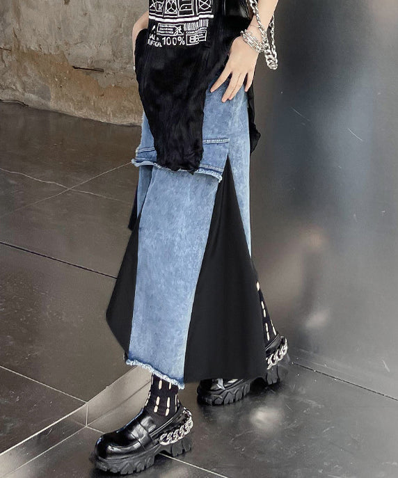 Layered Denim Mix Skirt