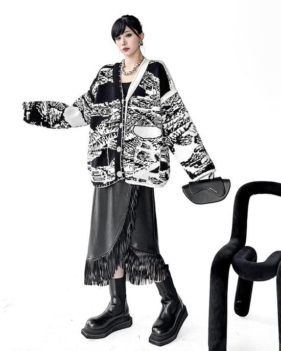Graphic Knit Cardigan