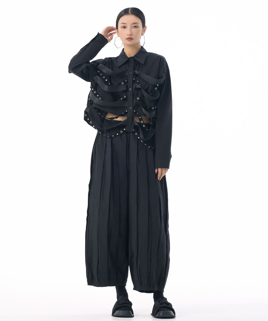 Strap Detail Structured Blouse