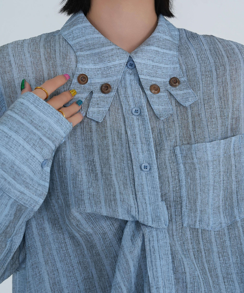 Button Accent Draped Blouse