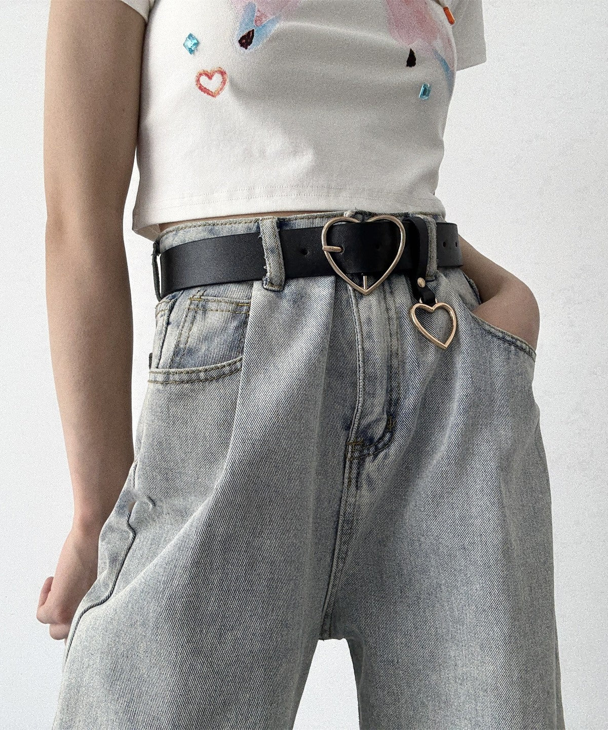 Heart Buckle Charm Belt