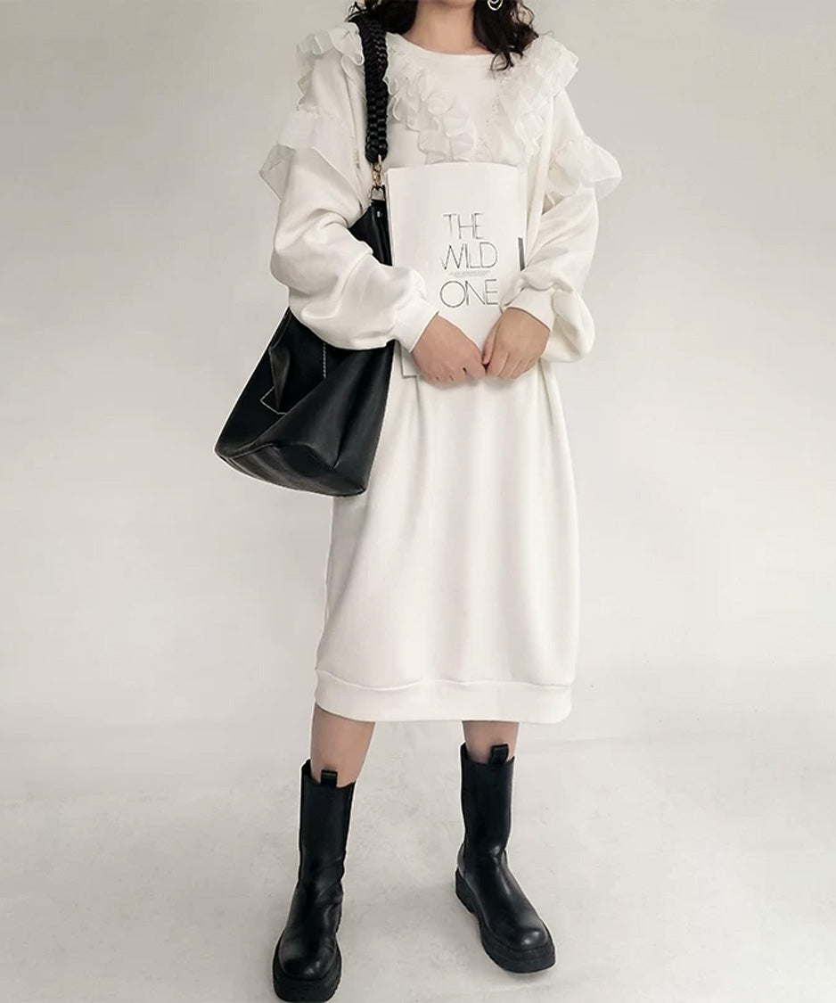 Airy Frill Sweat Dress
