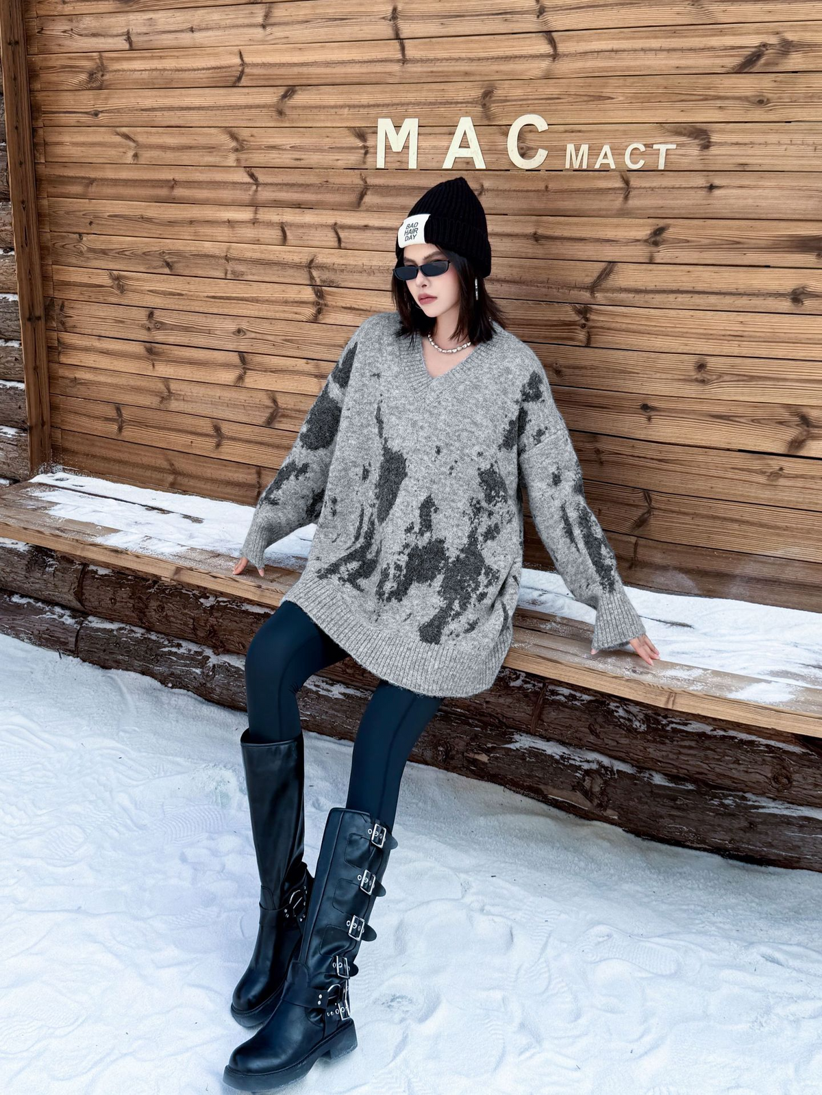 Abstract Dye Oversized Knit Top
