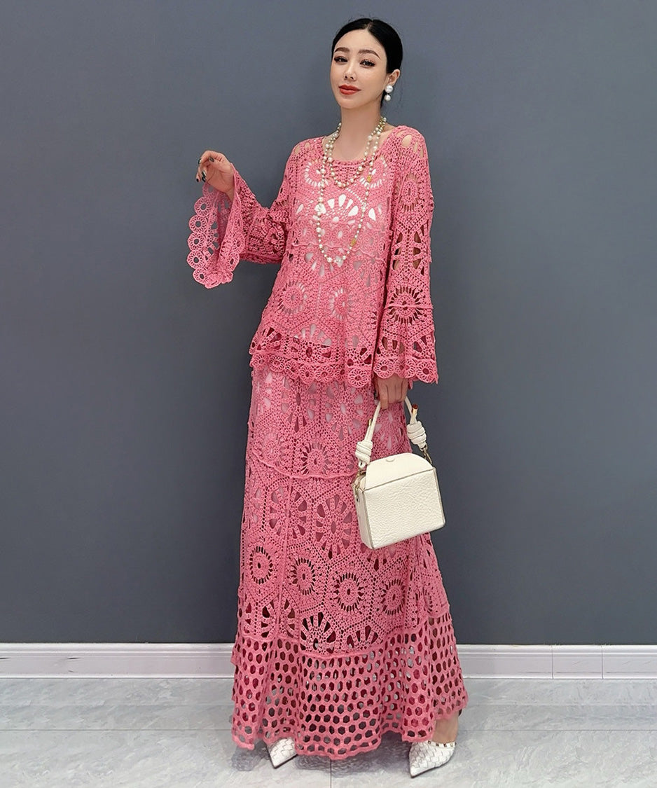 Lace Flow Top＆Skirt Co-ord