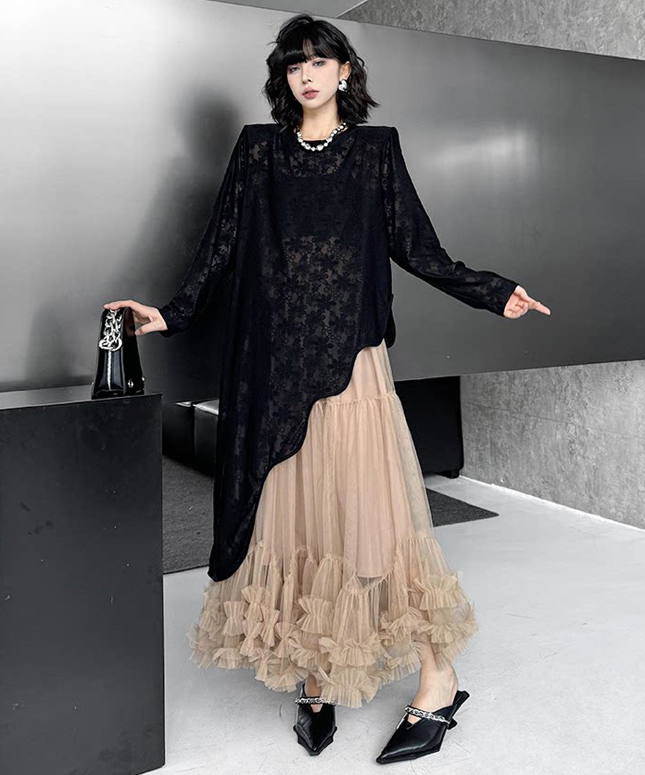 Volume Tiered Tulle Maxi Skirt