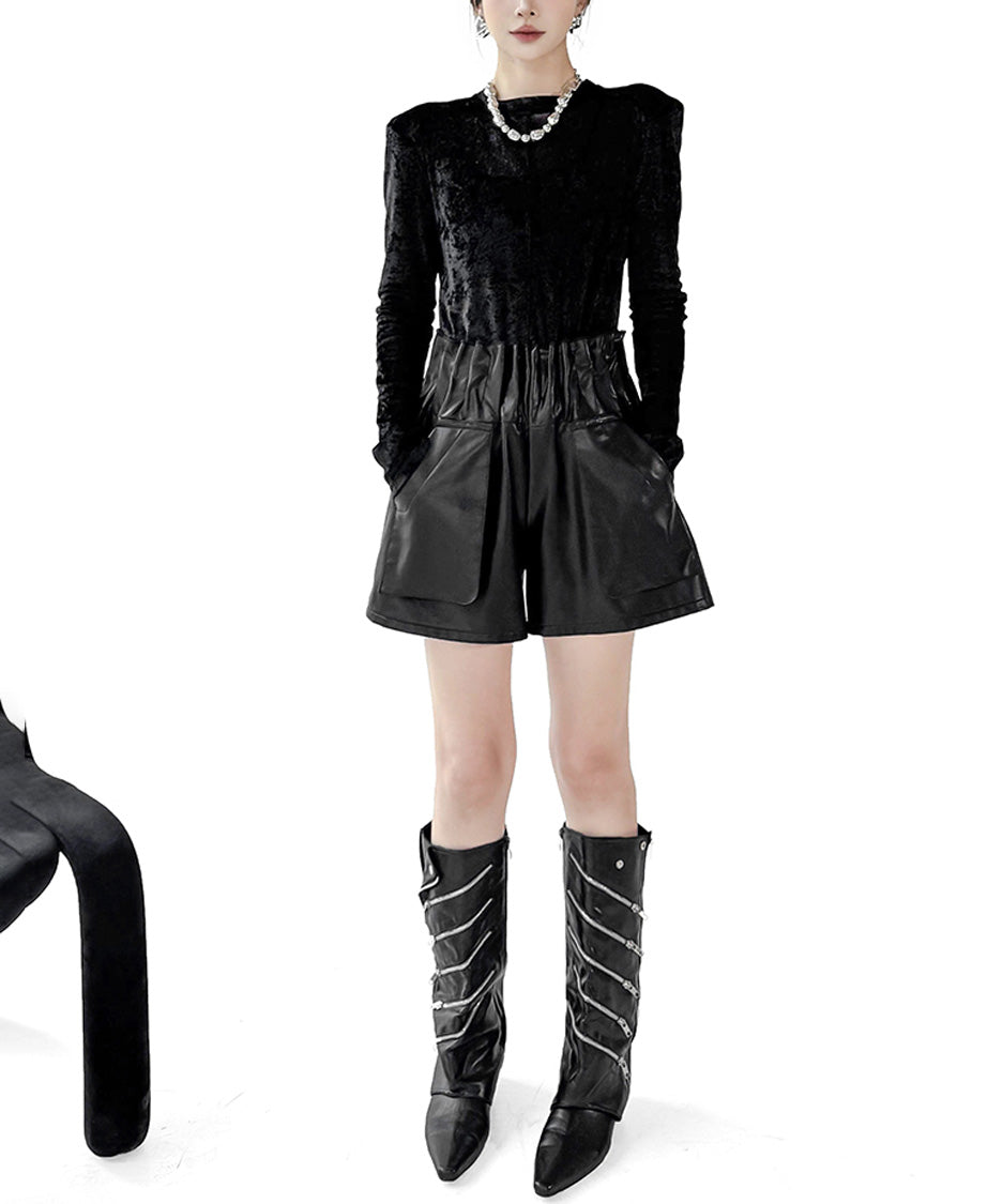 Glossy Wide Short Pants