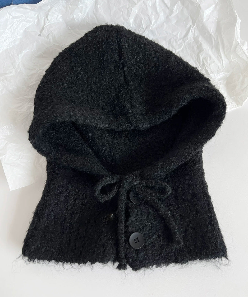 Ribbon Button Knit Balaclava