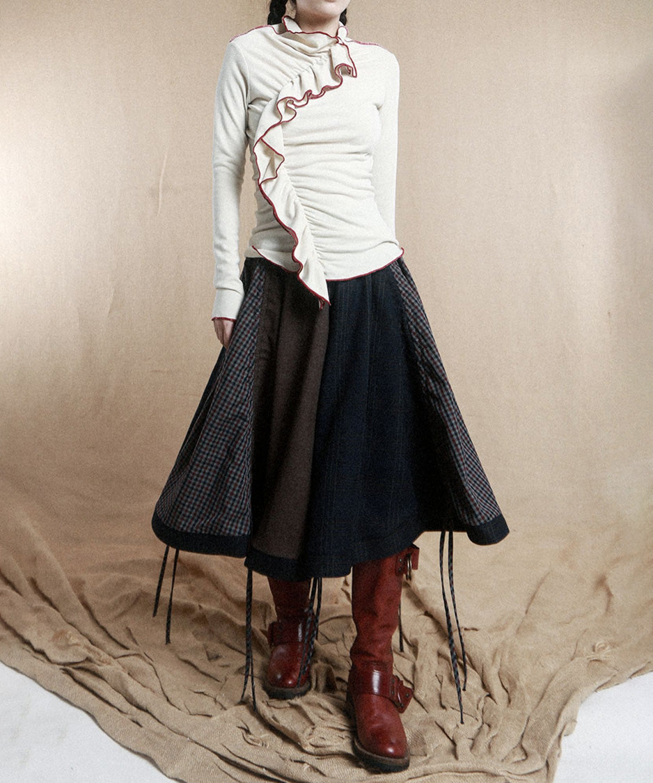 Ruffle Spiral Highneck Top