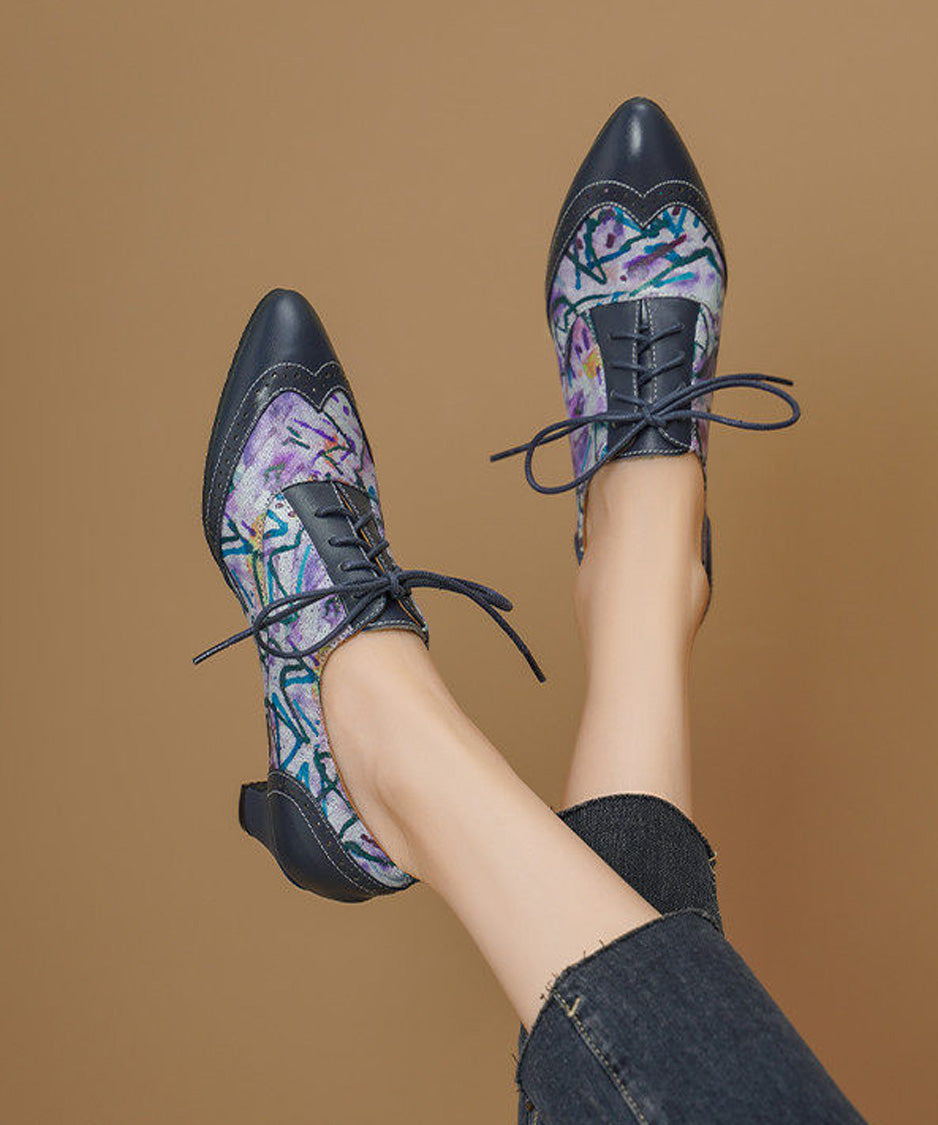 Watercolor Brogue Heel Shoes