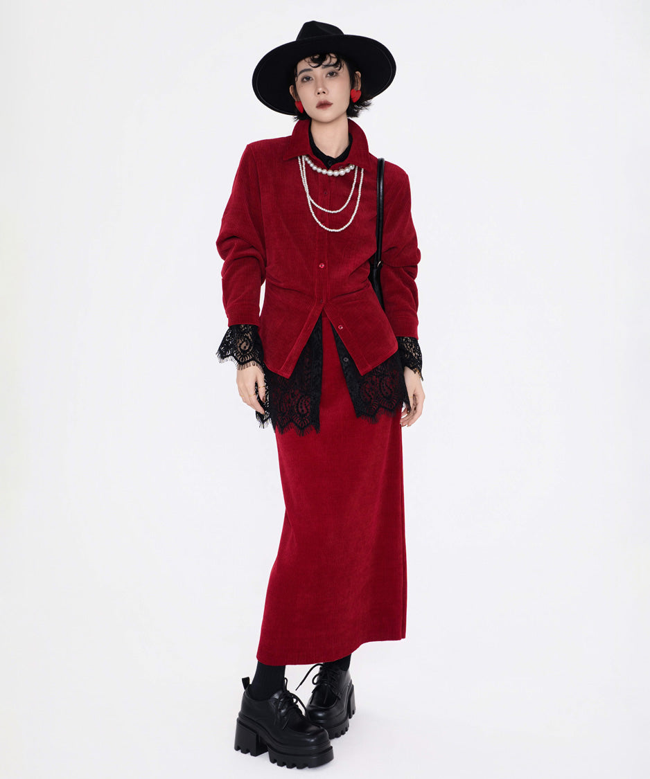 Corduroy Straight Maxi Skirt