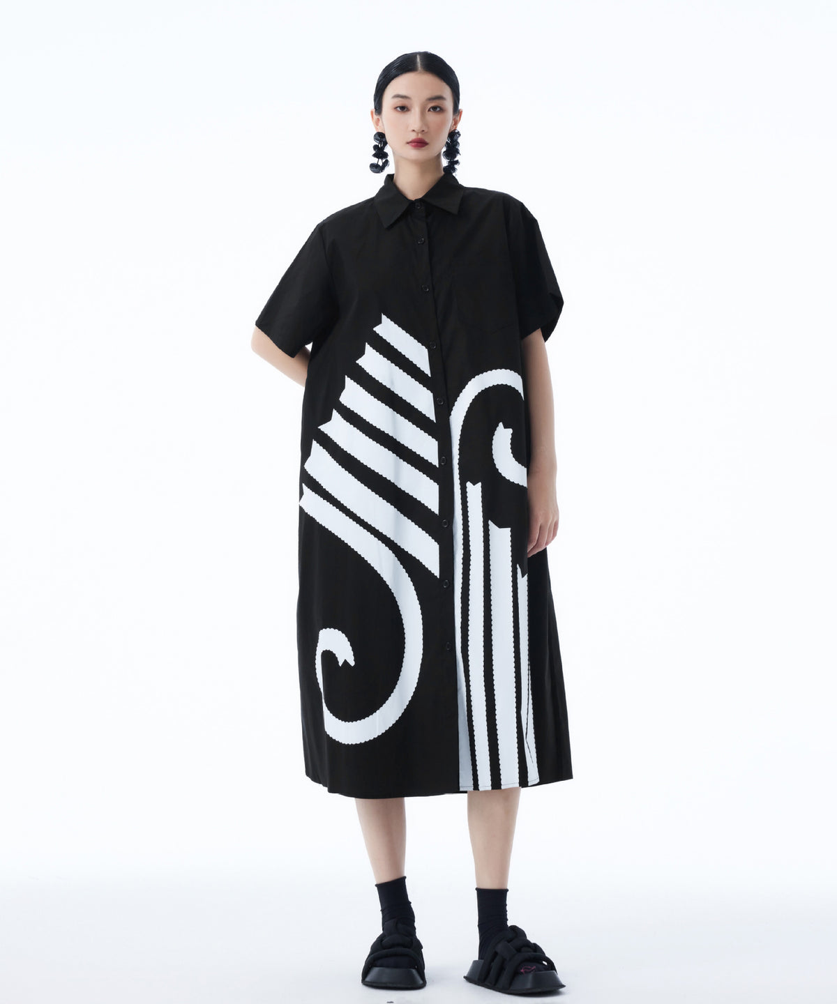Graphic Flare Shirt Dress