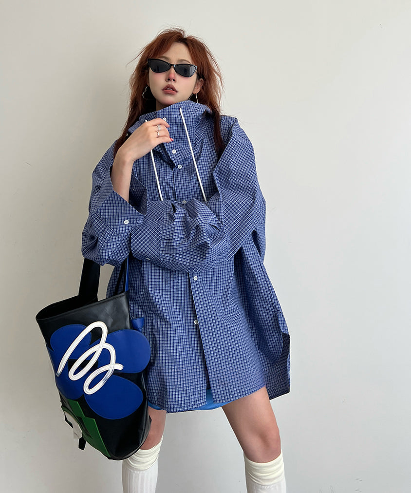 Oversize Hoodie Check Jacket