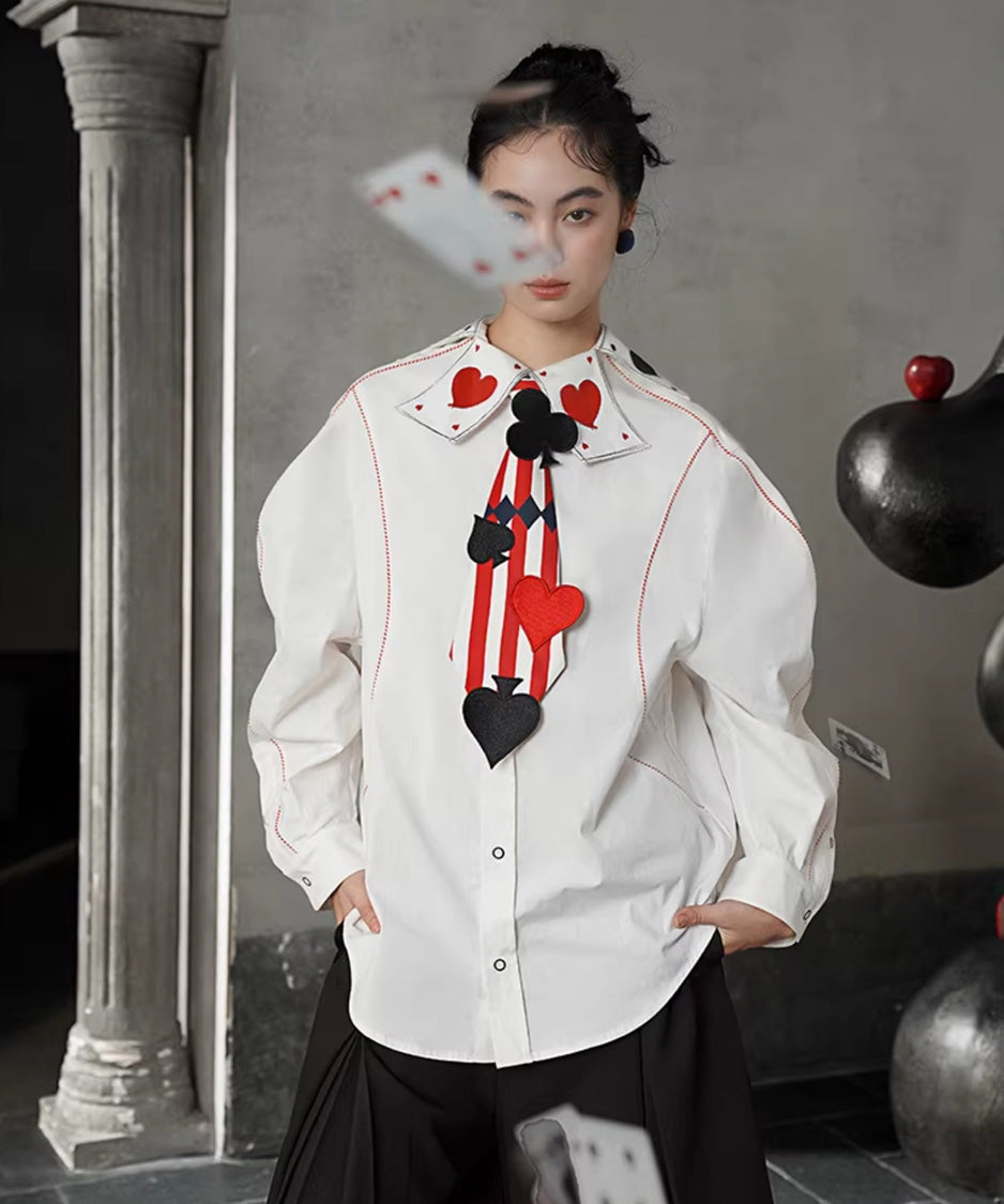 Card Stripe Applique Narrow Tie