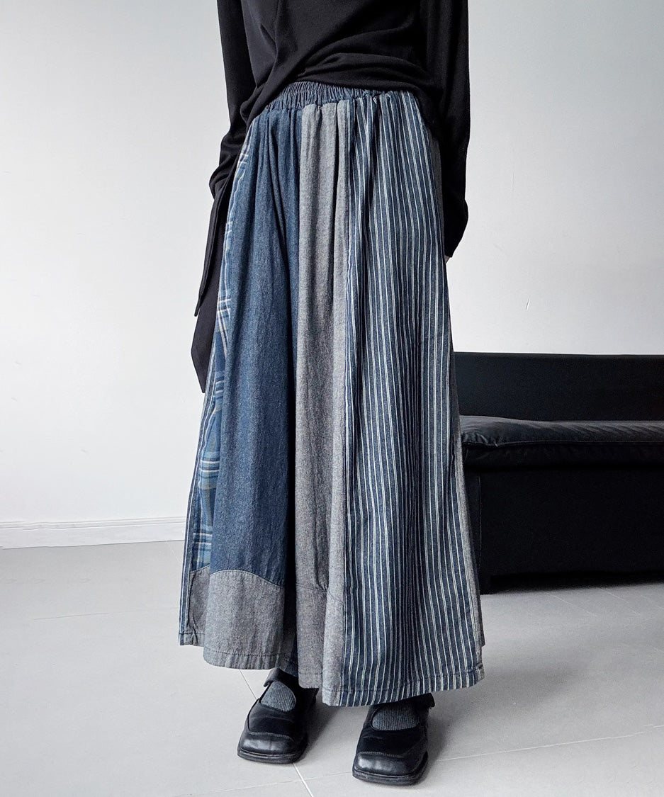 Mixed Fabric Panel Pants