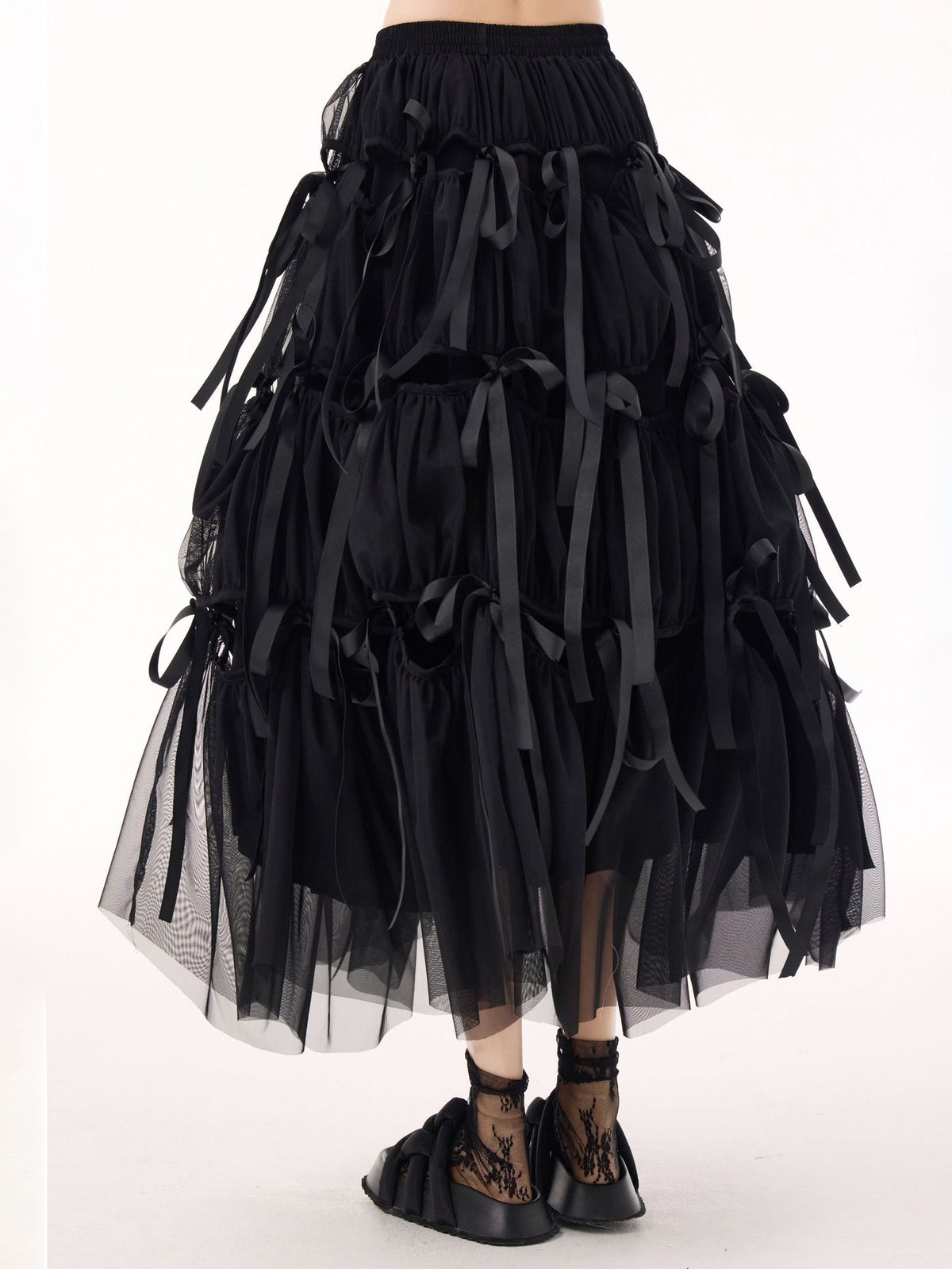 Ribbon Layered Mesh Skirt