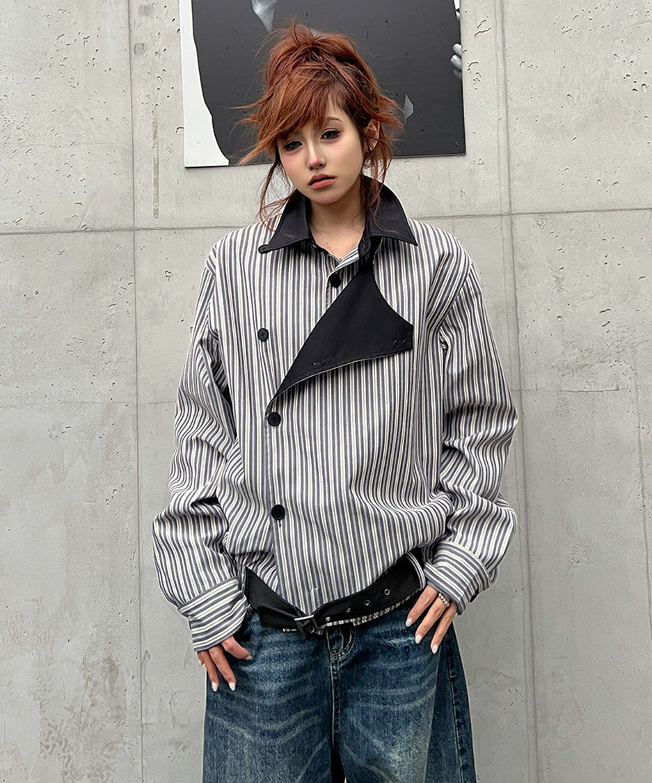 Stripe Panel Layered Jacket