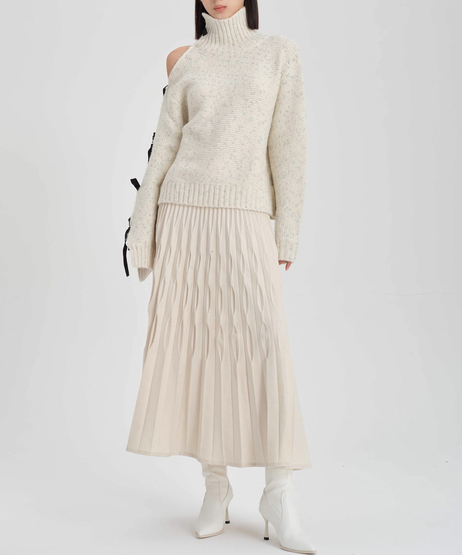 Ribbon Cutout Knit Sweater