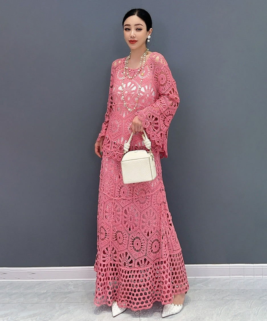 Lace Flow Top＆Skirt Co-ord