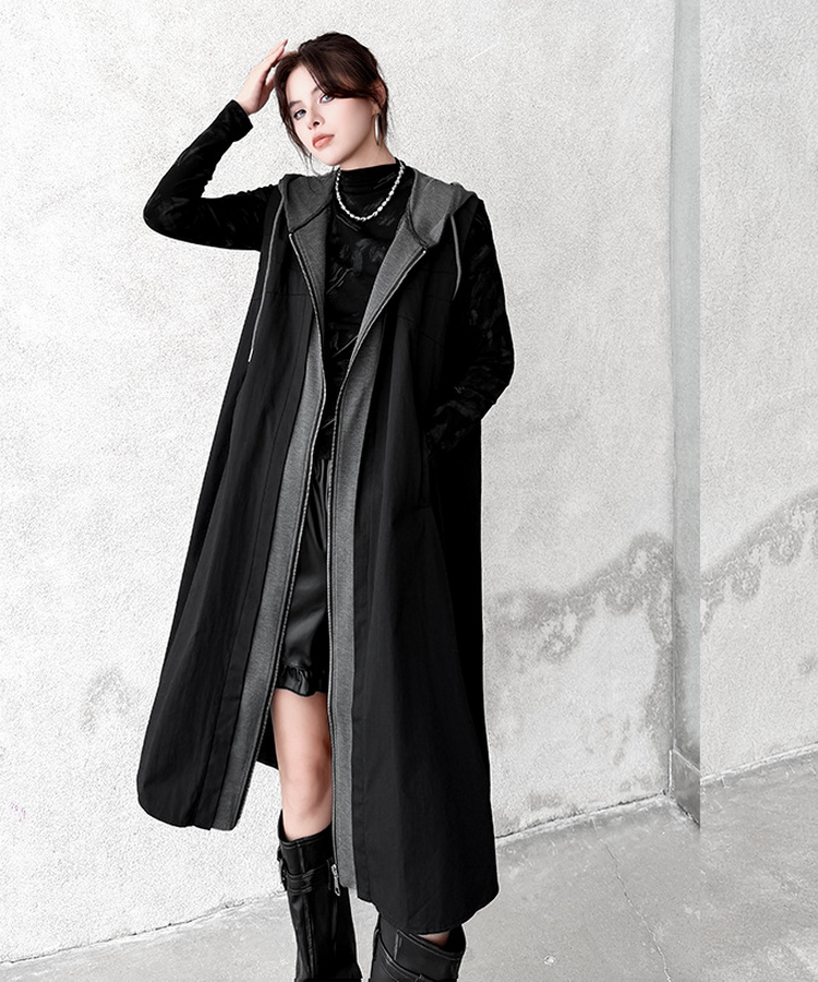 Hood Frame Long Vest