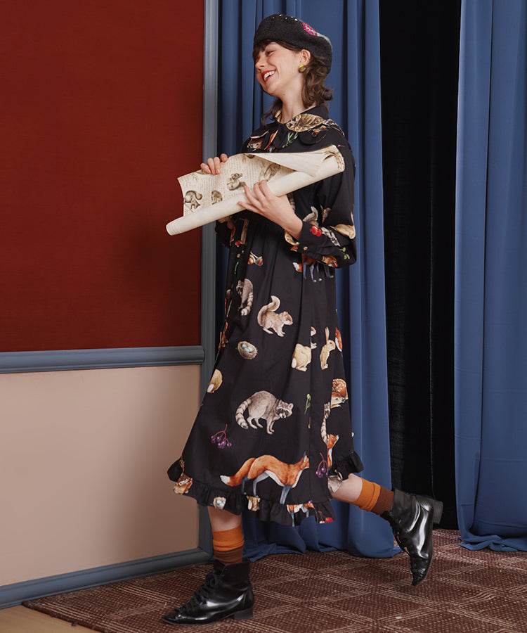 Forest Animal Printed Dress