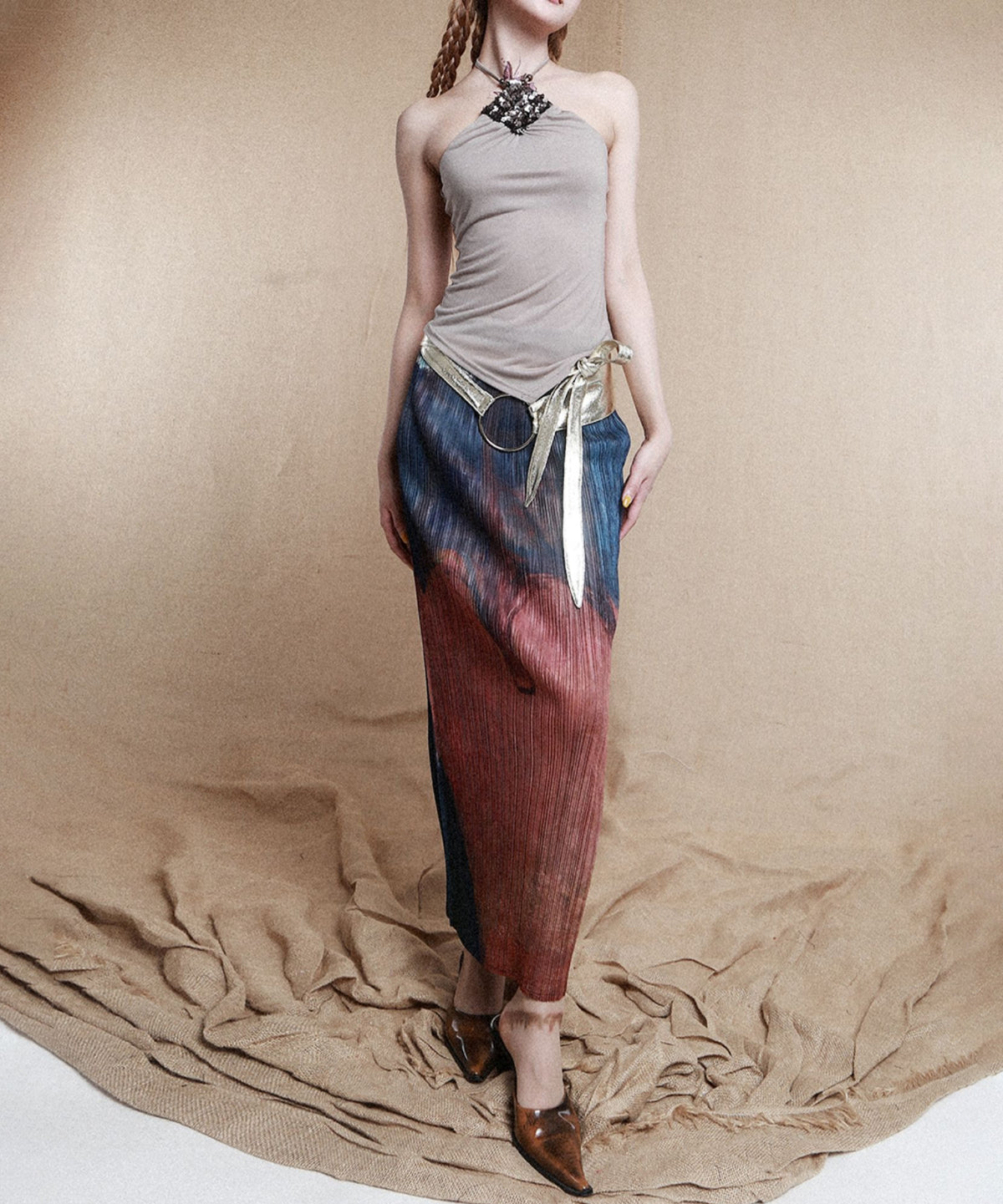 Pleated Art  Skirt