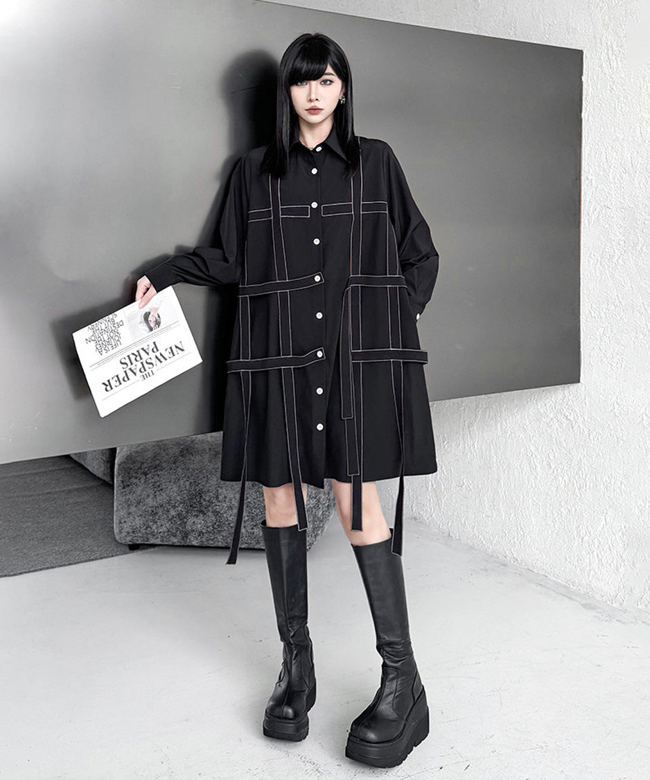 Line Strap Shirt Dress