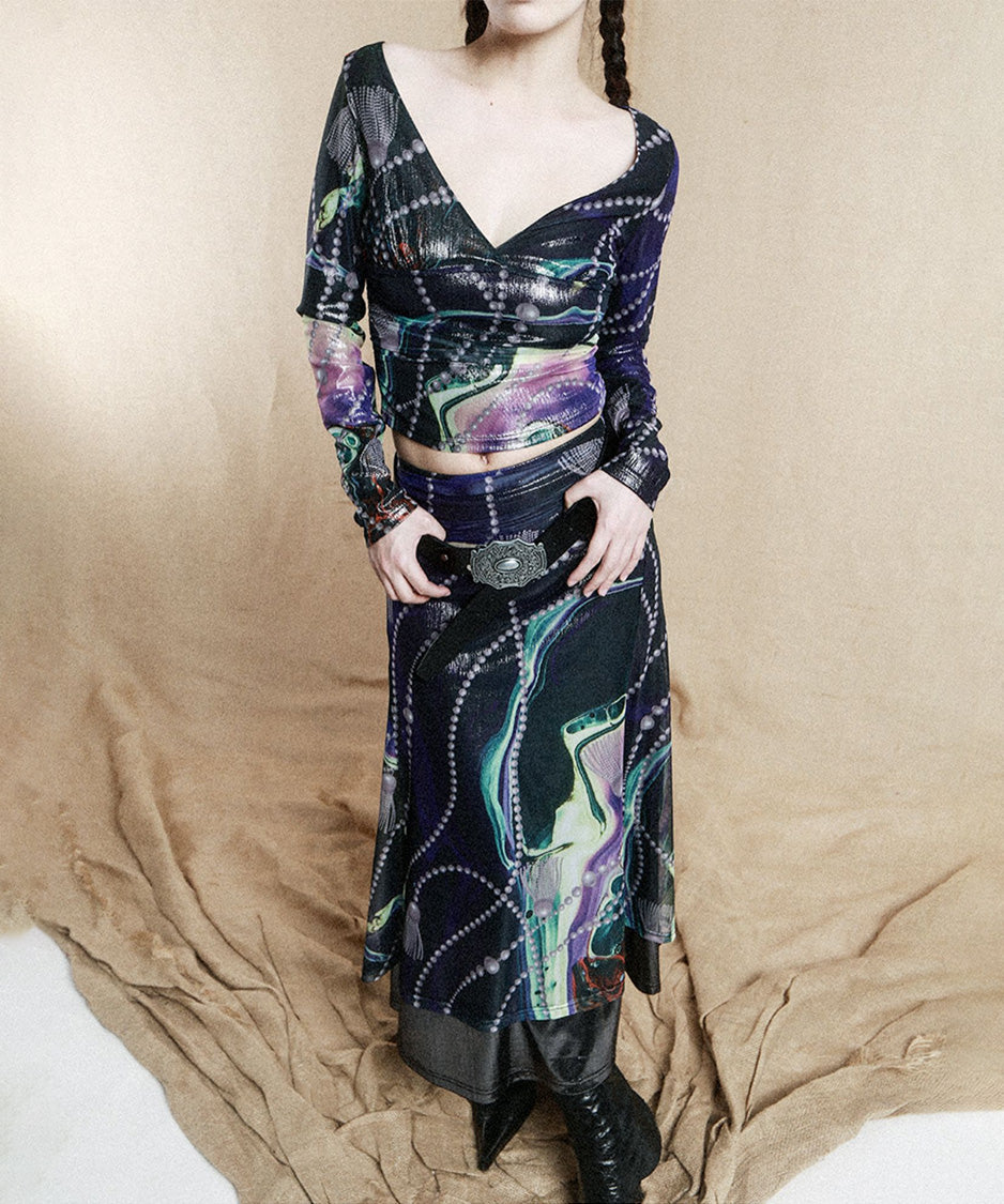 Galaxy Mesh Top＆Skirt Co-ord