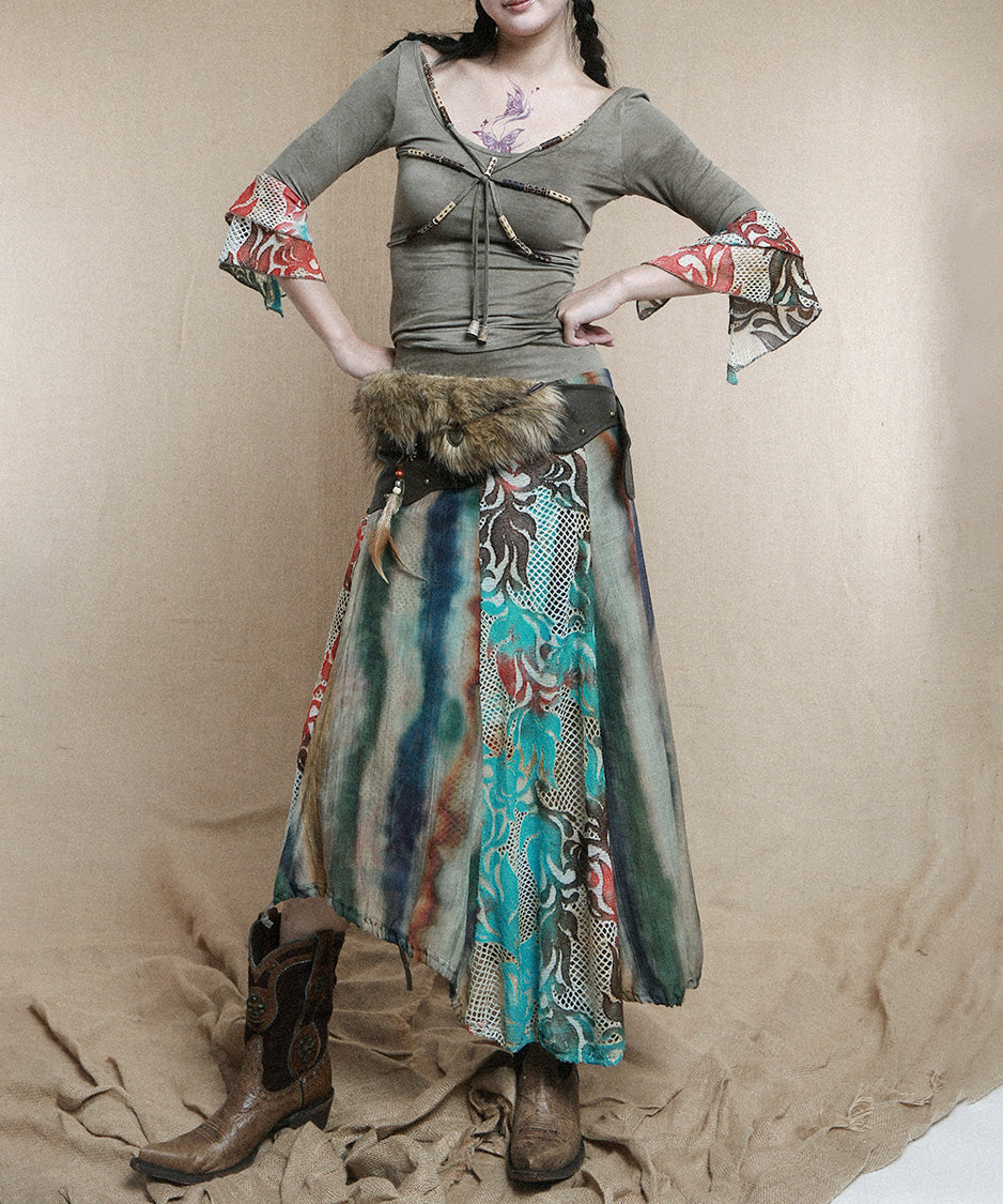 Multi Panel Flare Skirt