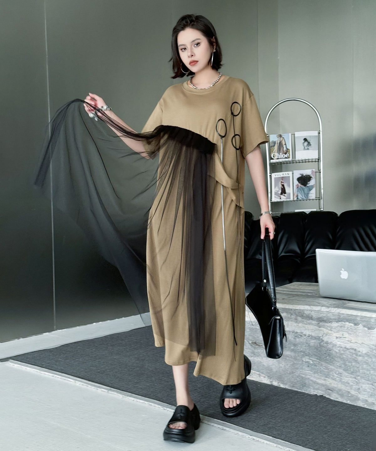 Tulle Layered Cut Dress