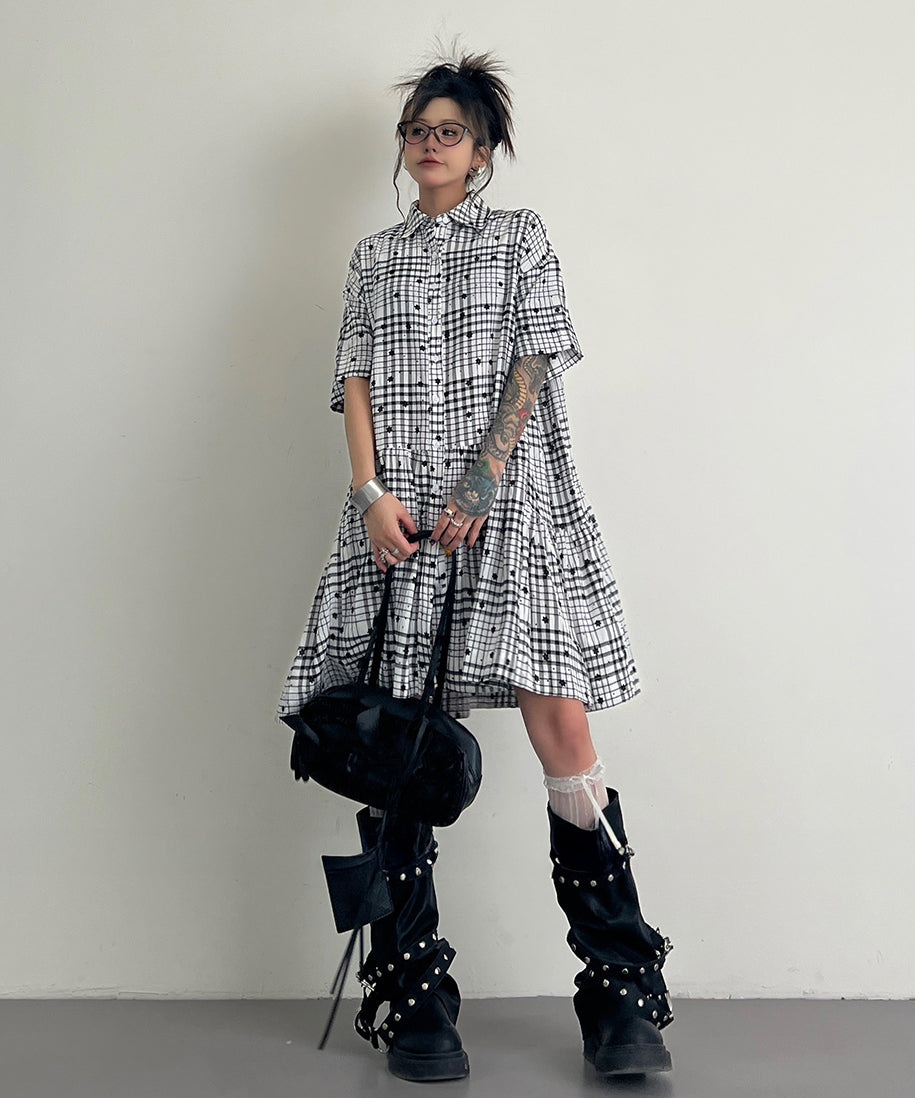 Star Monochrome Check Dress