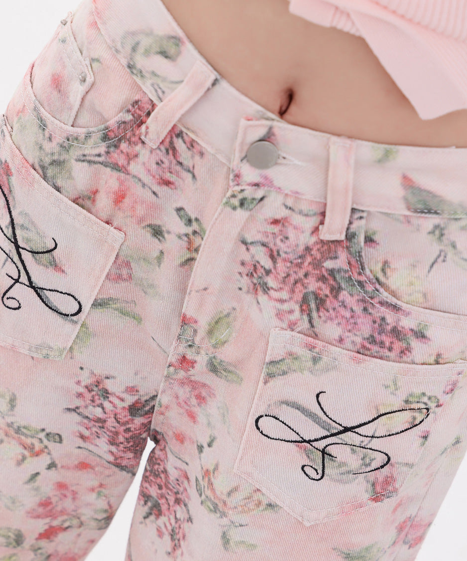 Floral Script Pocket Wide Pants