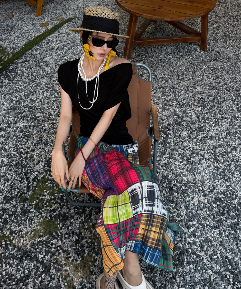 Patch Tartan Skirt