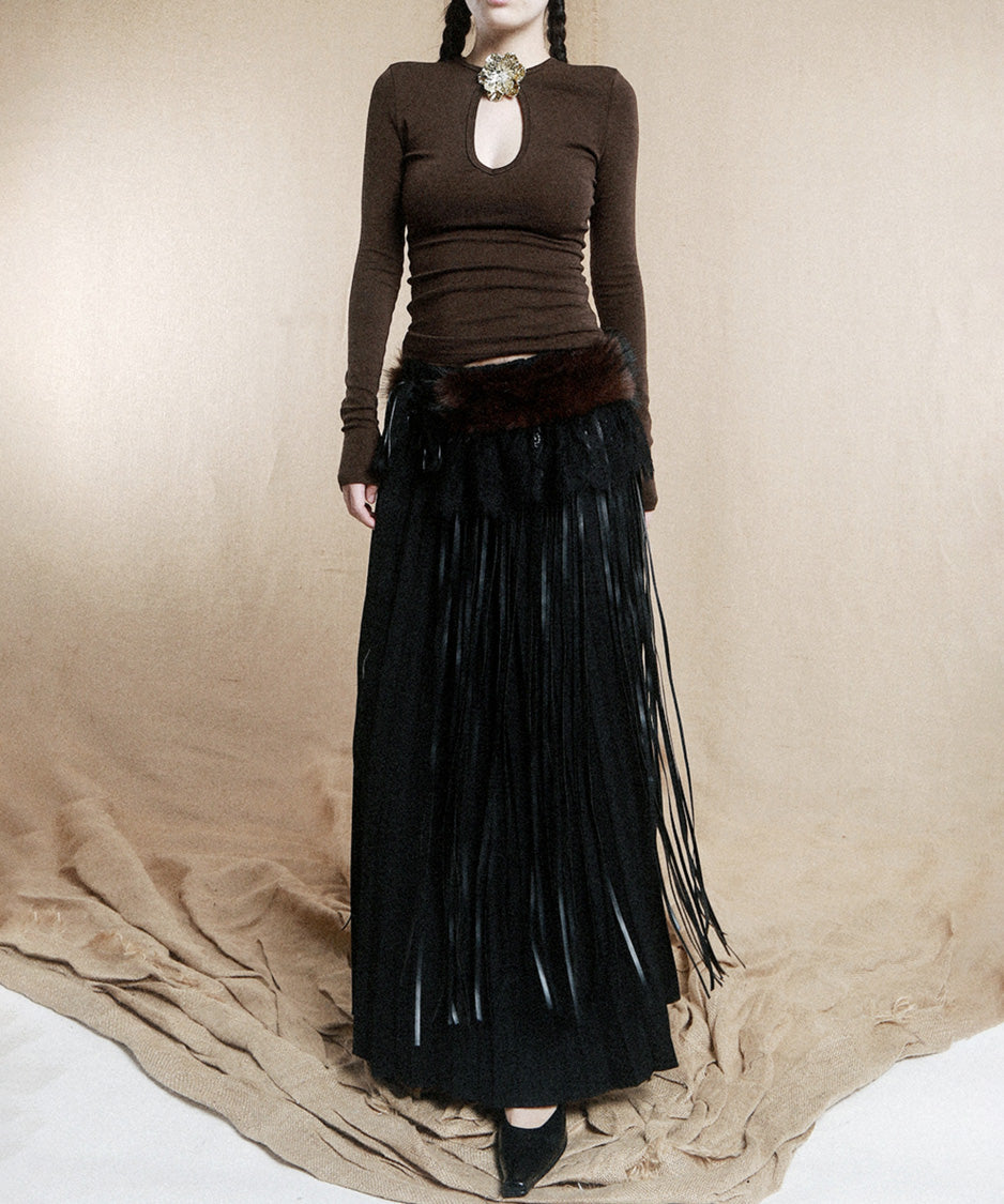 Faux Fur Fringe Wrap Belt