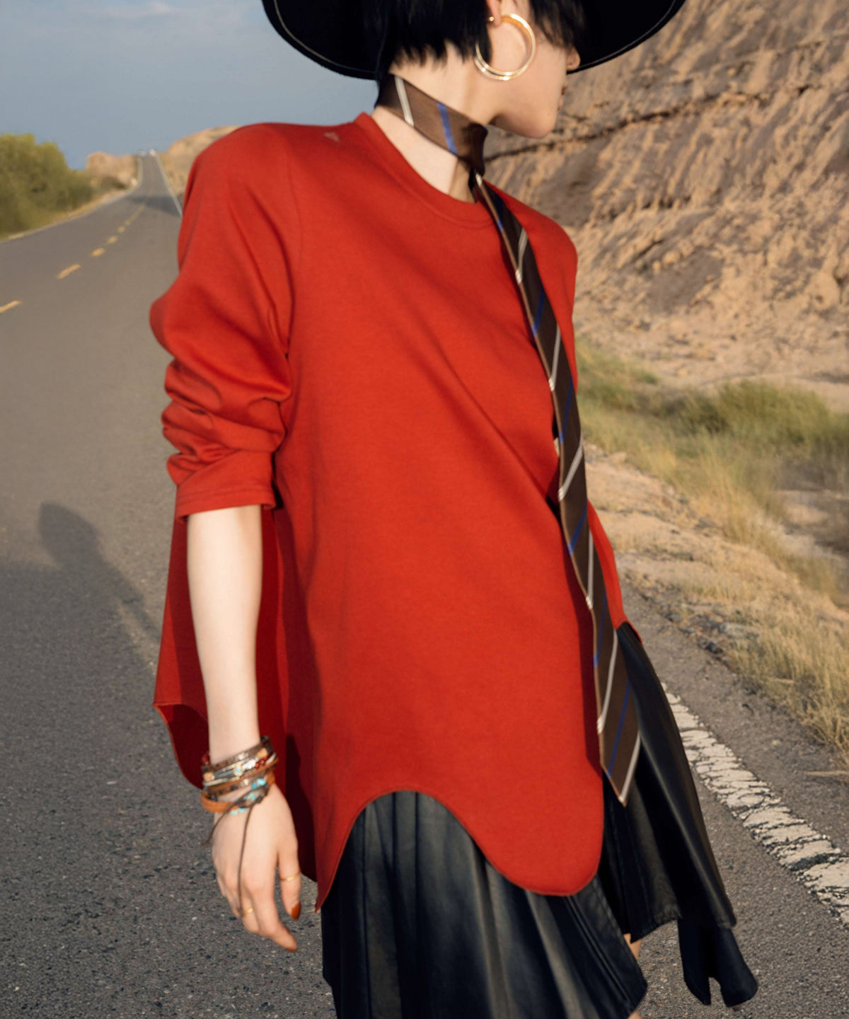 Wave Hem Long Sleeve Top