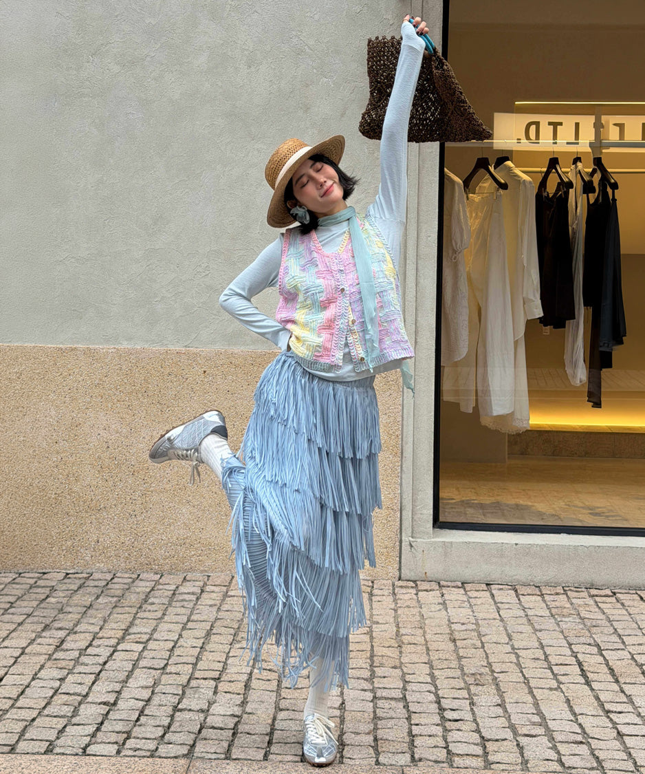 Pastel Grid Knit Vest