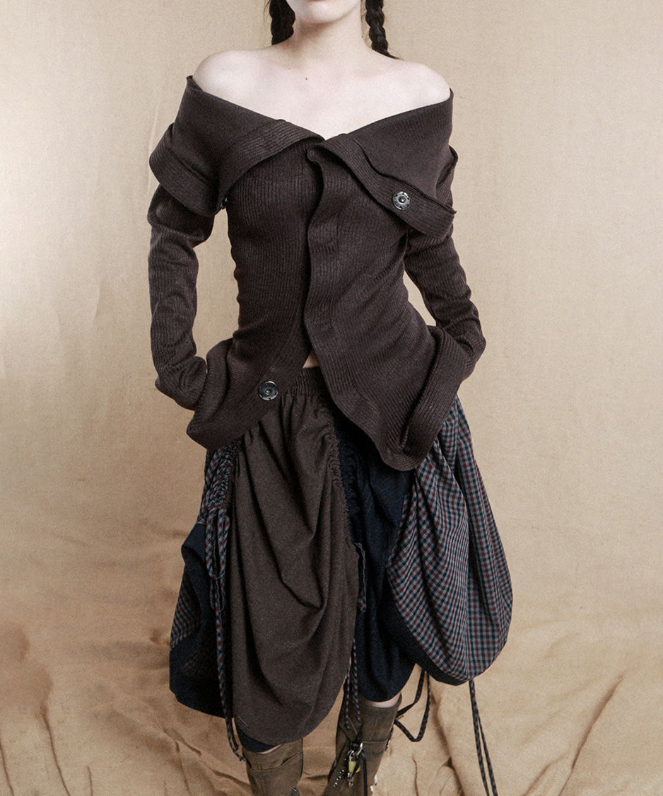 Sculptural Drape Collar Top