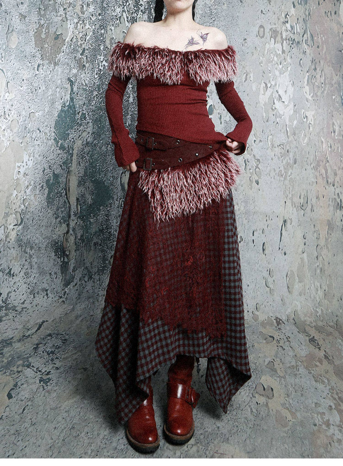 Fur Belt Handkerchief Skirt