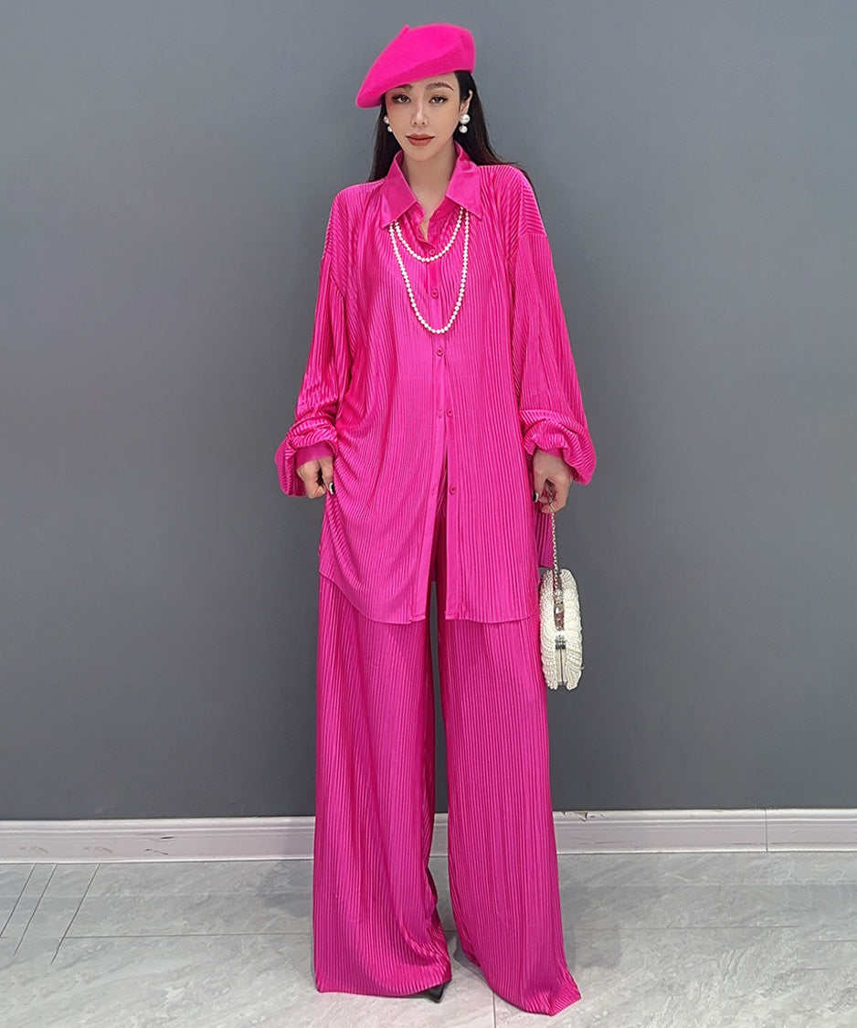 Pleat Flow Blouse＆Pants Co-ord