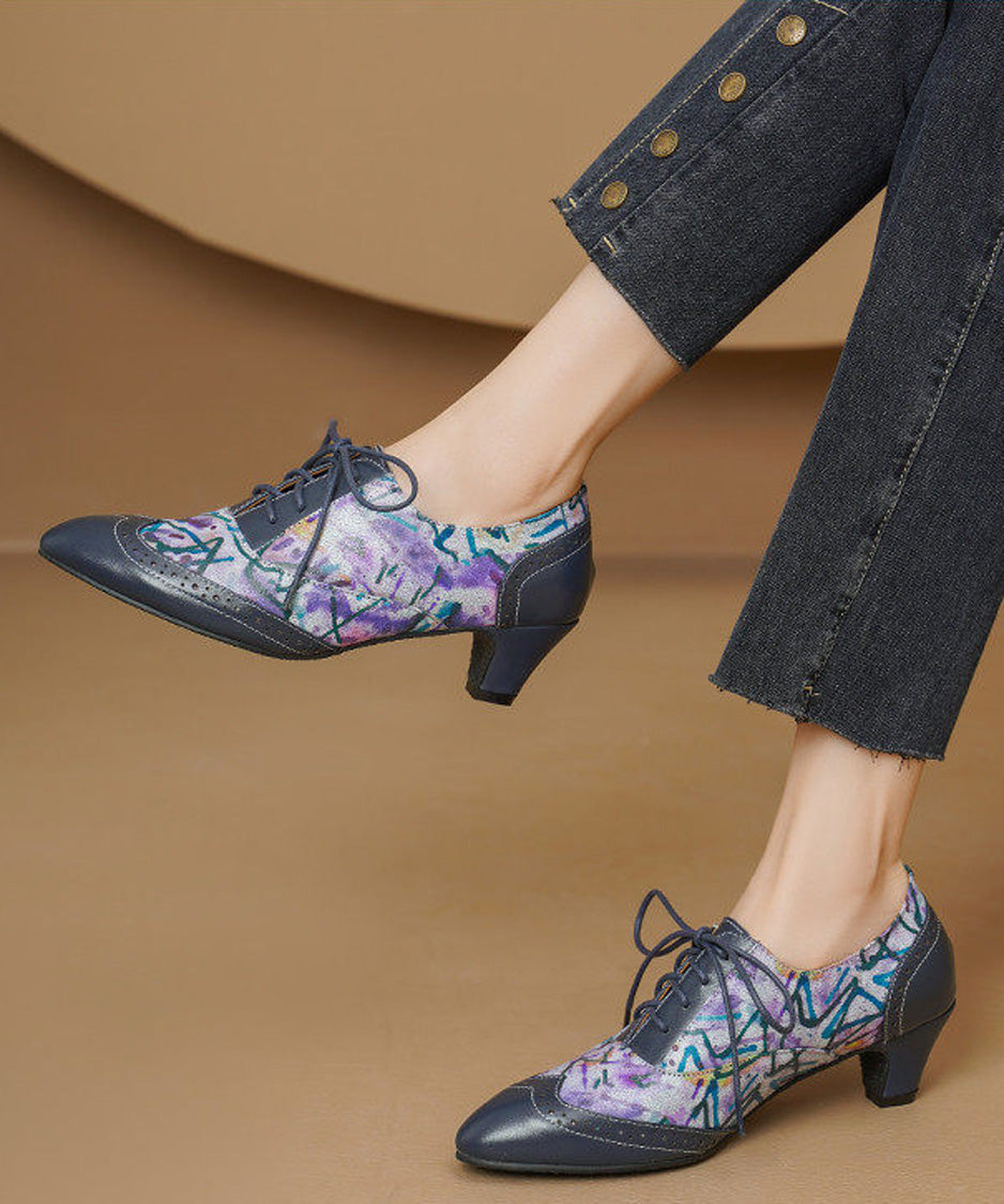 Watercolor Brogue Heel Shoes