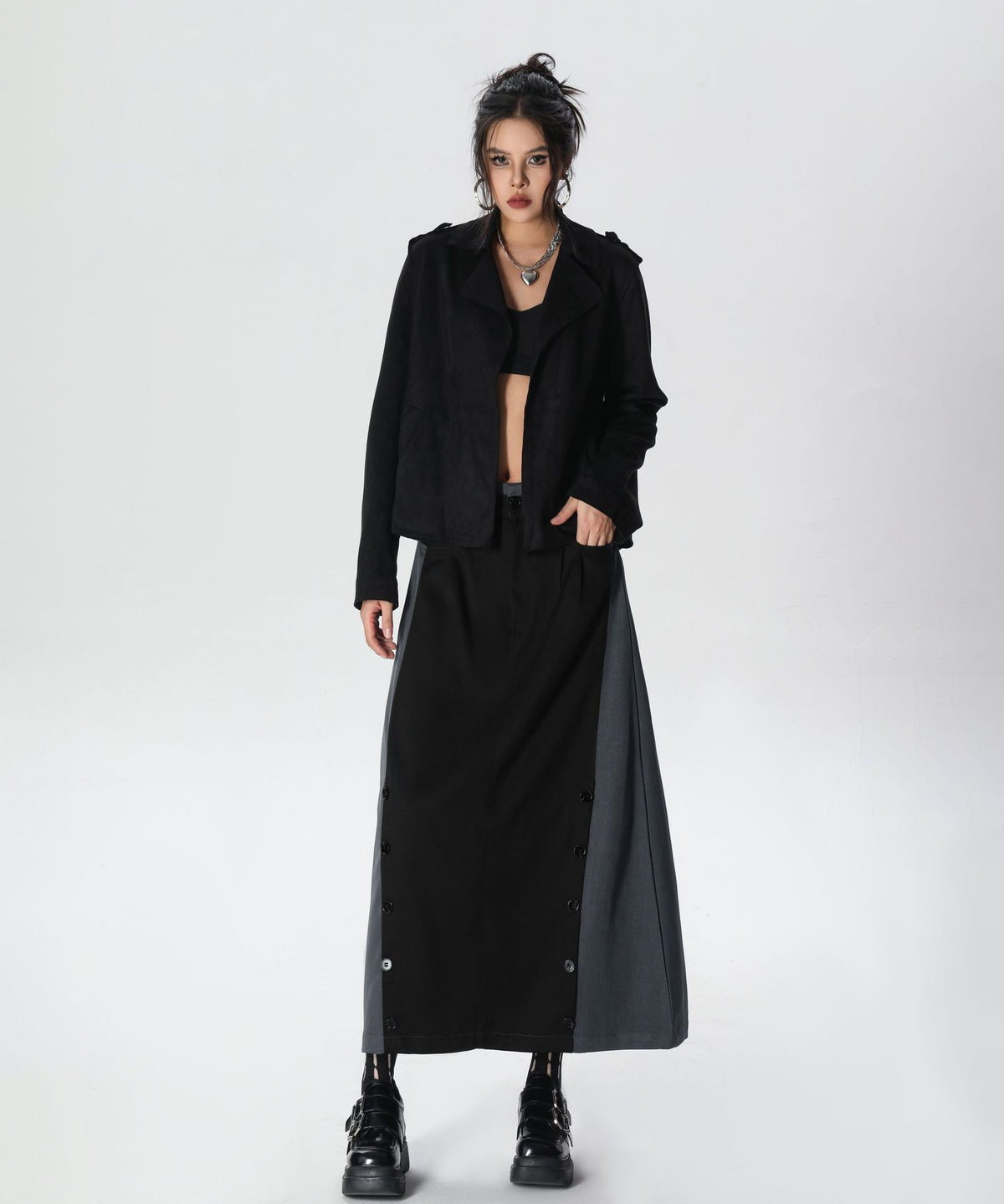 Dual Panel Buttoned Skirt