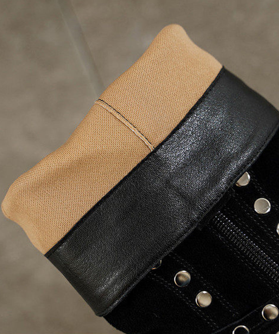 Studded Harness Mid Calf Boots