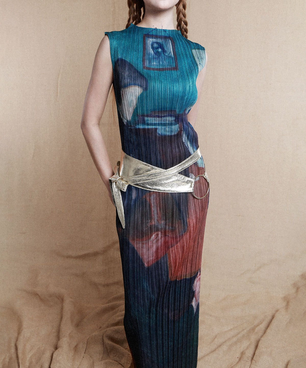 Painting Motif Sleeveless Dress