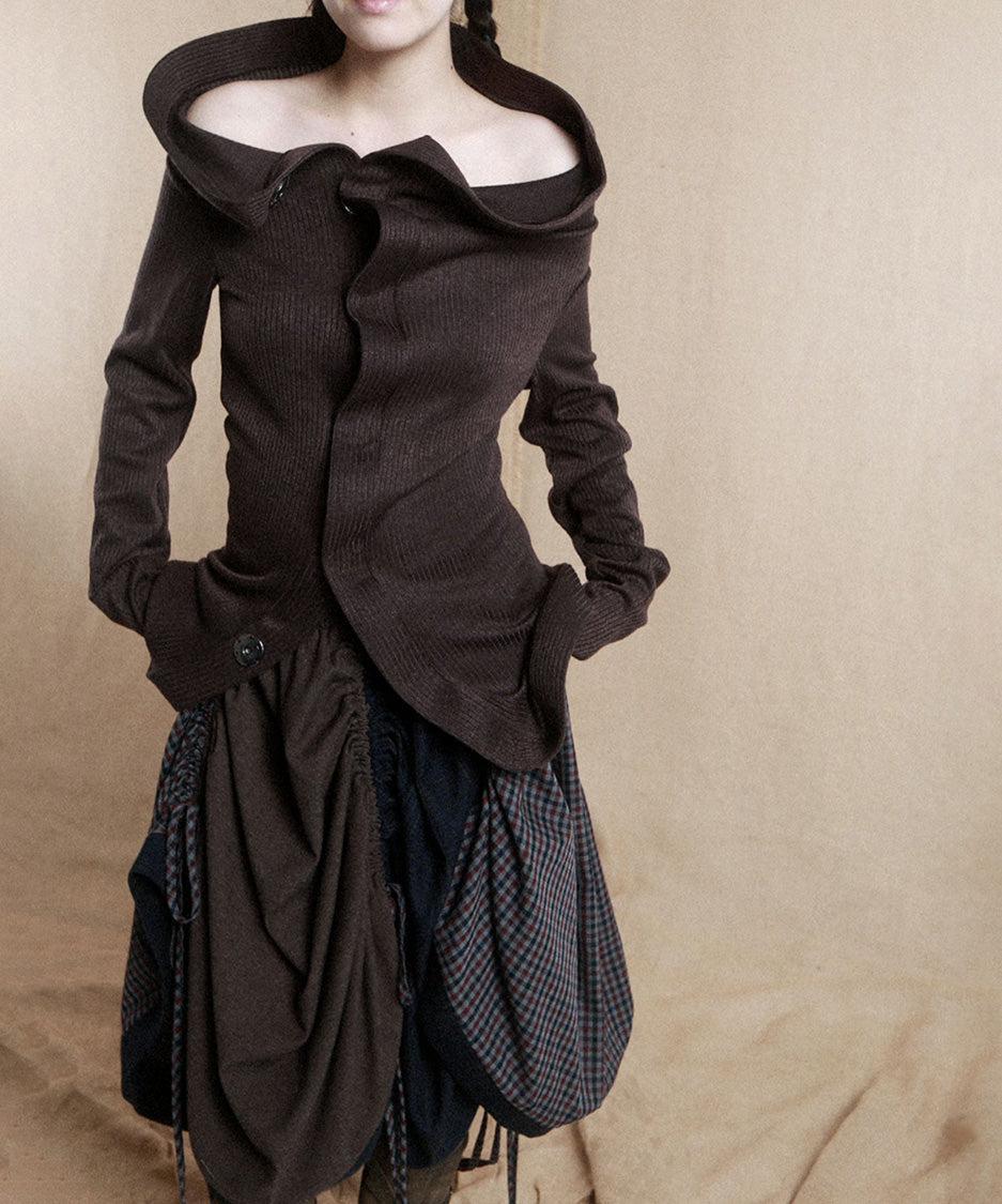 Sculptural Drape Collar Top