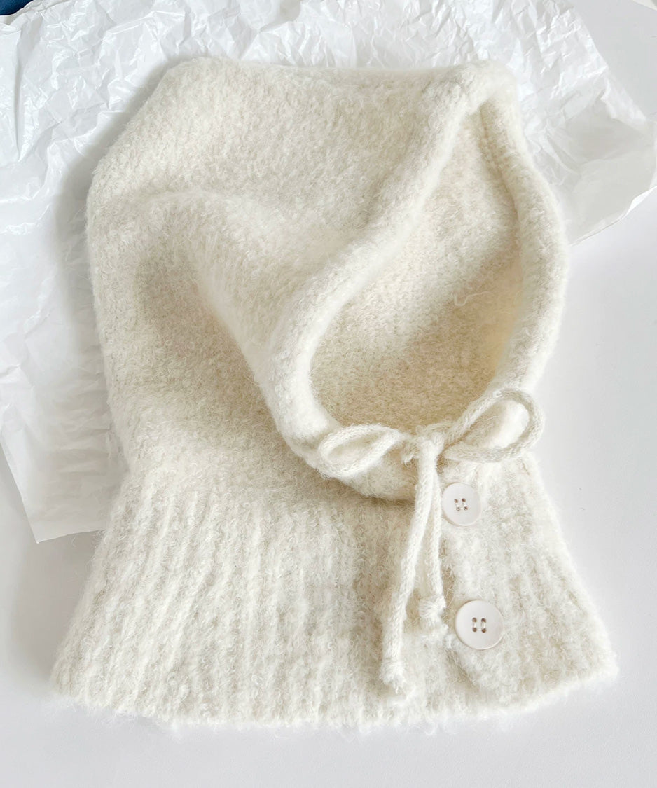 Ribbon Button Knit Balaclava