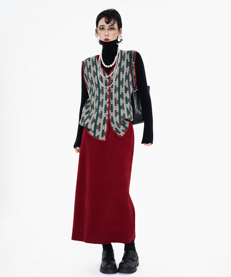 Corduroy Straight Maxi Skirt