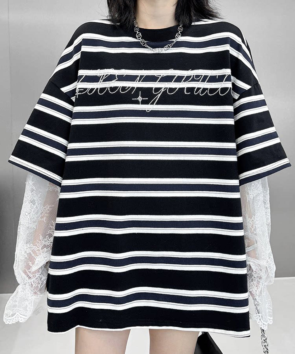 Border Lace Layered Oversize Top