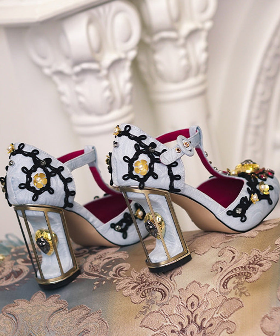 Baroque T Strap Cage Heel Pumps