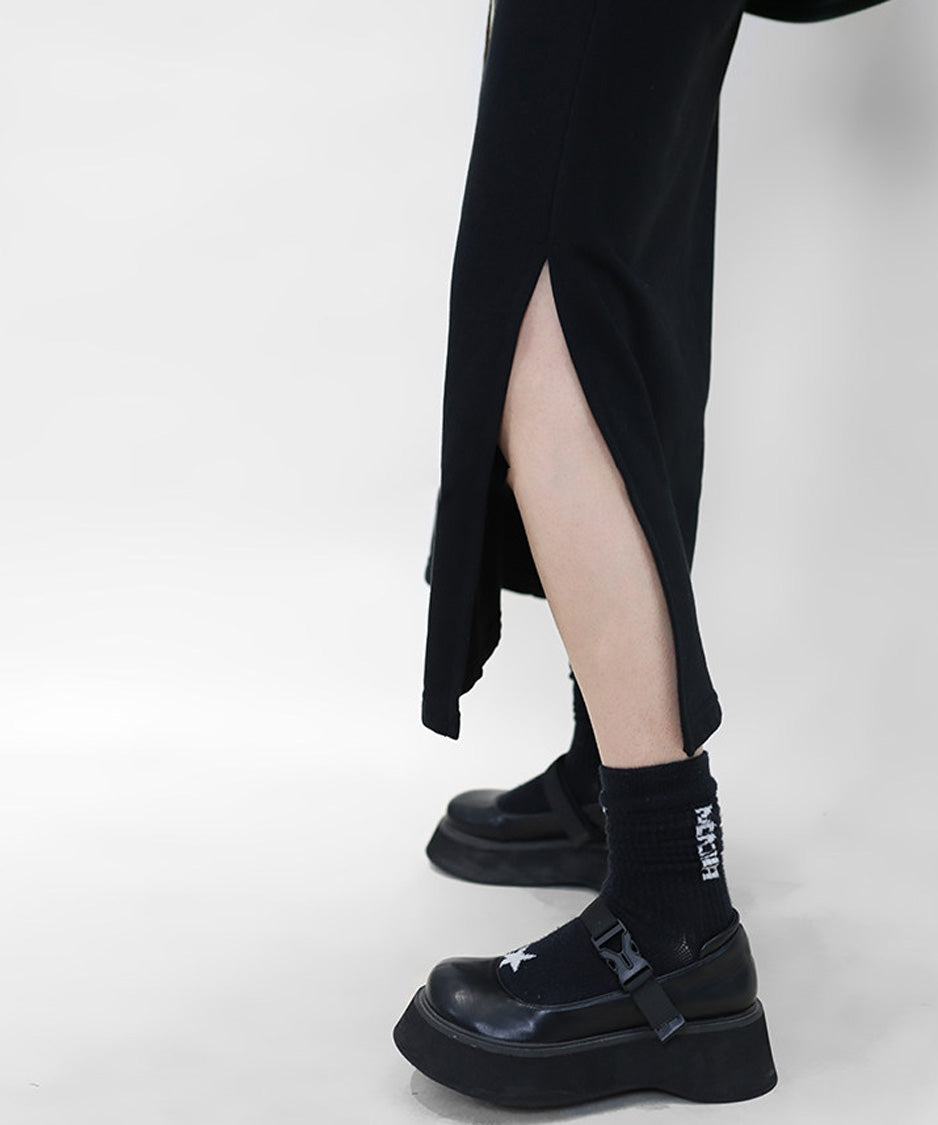 Ribbon Slit Sweat Skirt